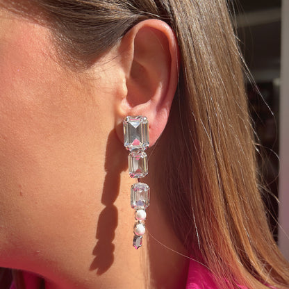 Boucles d’oreilles Tesia Silver Crézus cristaux rectangulaires