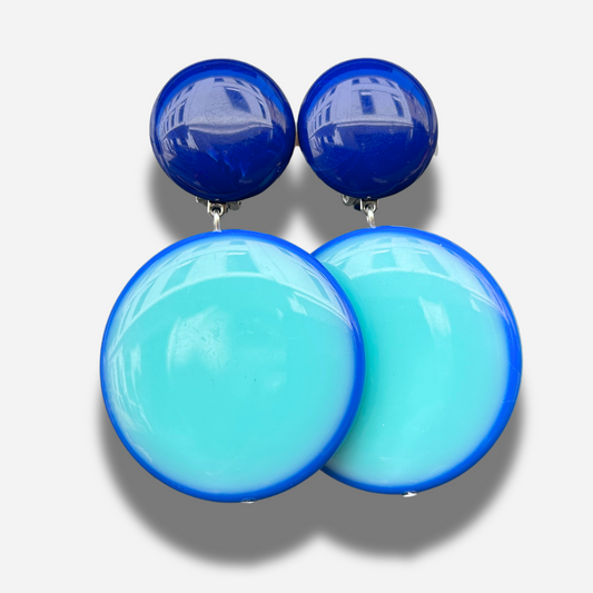 Boucles Tranoi Bleu Réversibles Francine Bramli Paris à clip