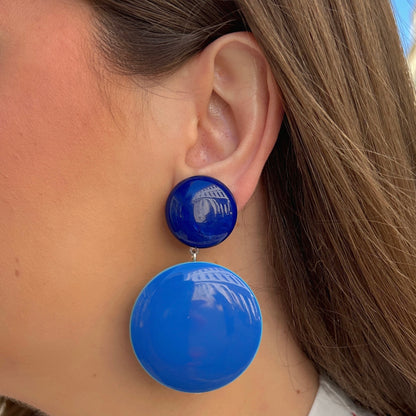 Boucles Tranoi Bleu Réversibles Francine Bramli Paris à clip