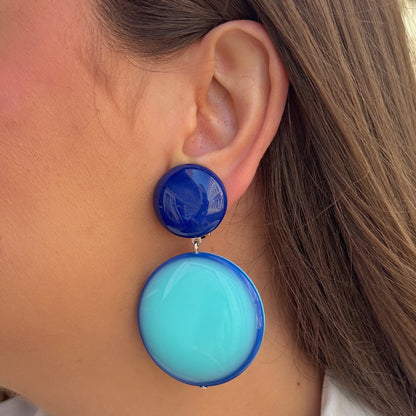 Boucles Tranoi Bleu Réversibles Francine Bramli Paris à clip