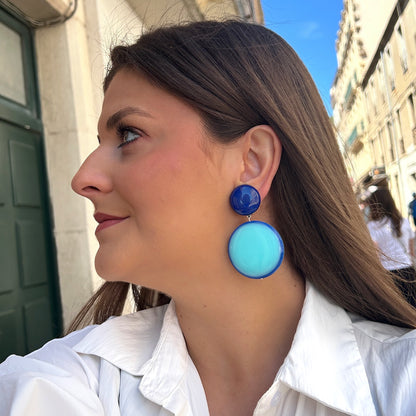Boucles Tranoi Bleu Réversibles Francine Bramli Paris à clip