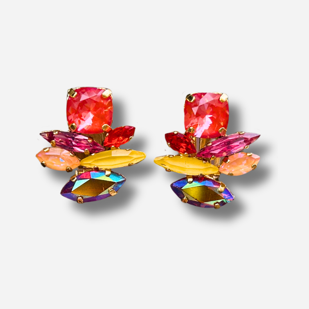 Boucles Unea multicolore Crézus strass colorés