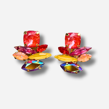Boucles Unea multicolore Crézus strass colorés