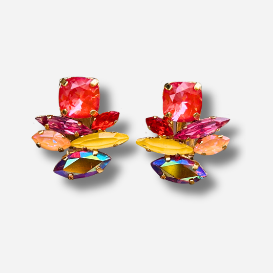 Boucles Unea multicolore Crézus strass colorés
