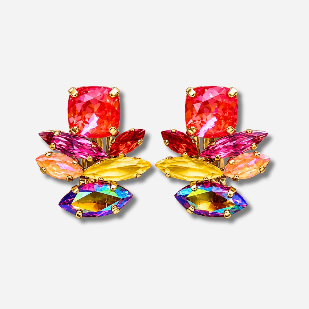 Boucles Unea multicolore Crézus strass colorés