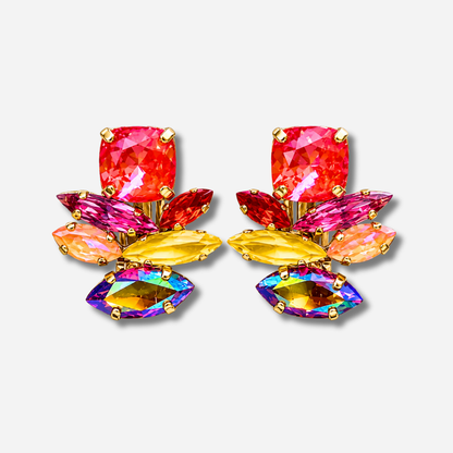 Boucles Unea multicolore Crézus strass colorés