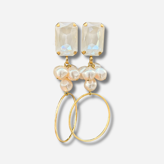 Boucles Vaena Perles Crézus boucles d’oreilles perles baroques anneau doré