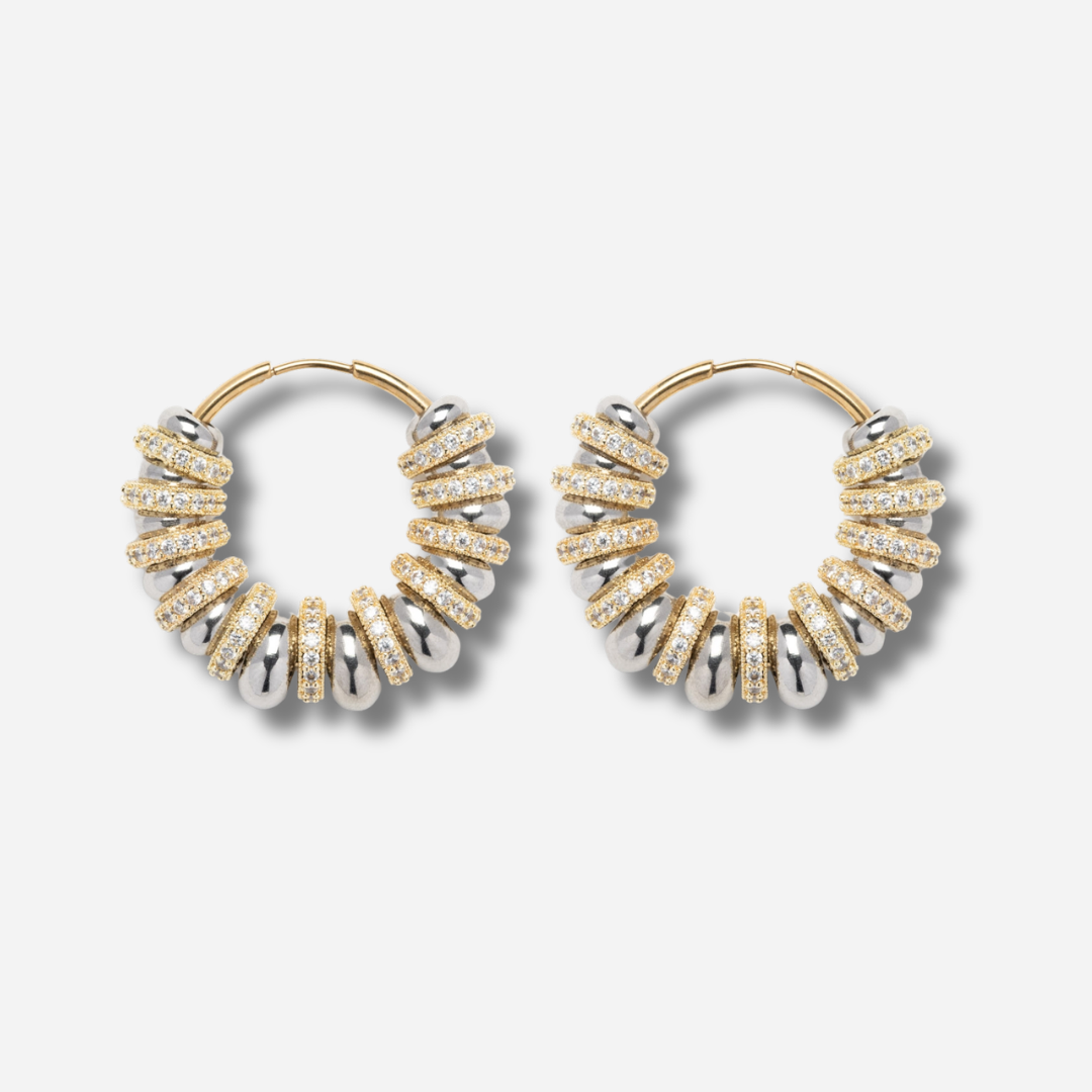 Boucles Vega Sigal créoles bicolores cristaux