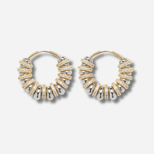 Boucles Vega Sigal créoles bicolores cristaux