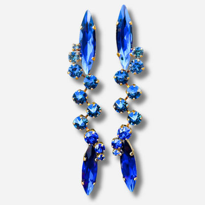 Boucles Versus Azur Crézus longues avec cristaux bleu azur