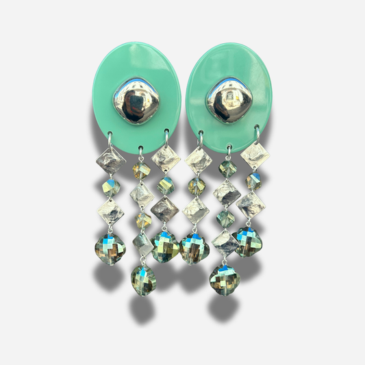 Boucles vert d’eau argent Francine Bramli Paris pampilles