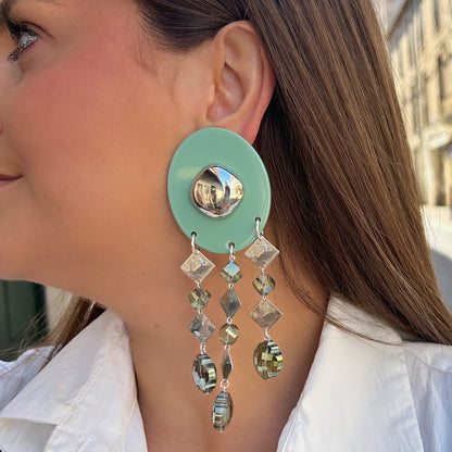 Boucles vert d’eau argent Francine Bramli Paris pampilles