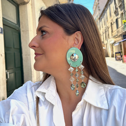 Boucles vert d’eau argent Francine Bramli Paris pampilles