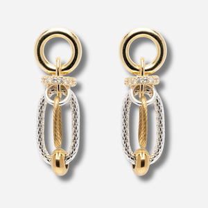 Boucles Vivienne Sigal maillons ovales doré argent cristaux