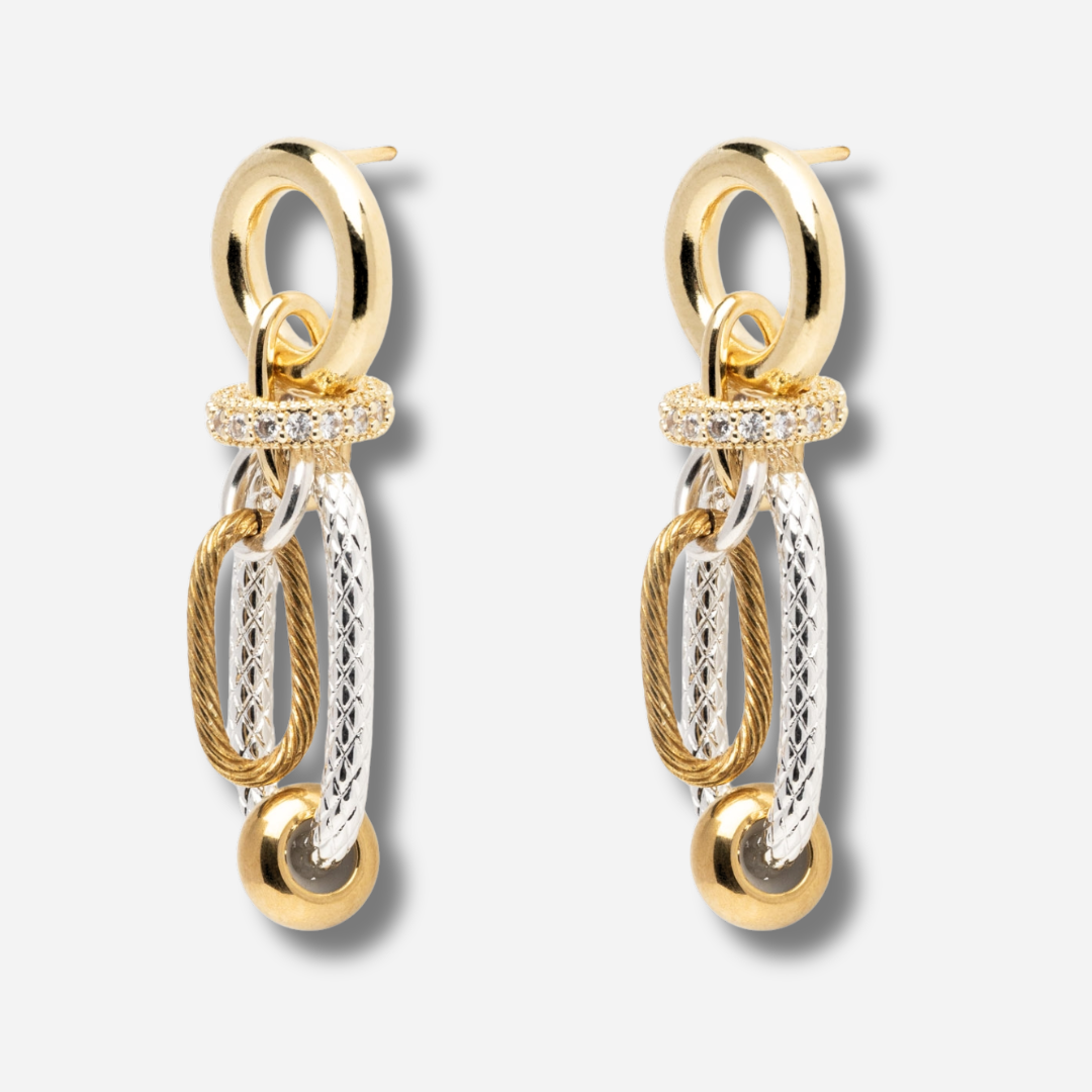 Boucles d’oreilles Vivienne Sigal bicolores maillons