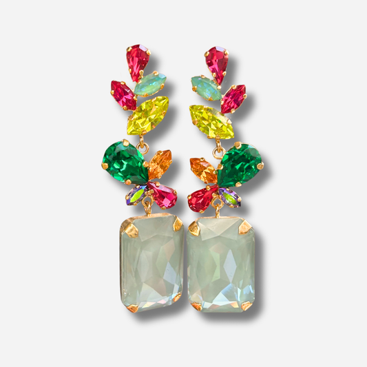 Boucles Zephina Multi Crézus boucles d’oreilles multicolores cristal pendentif