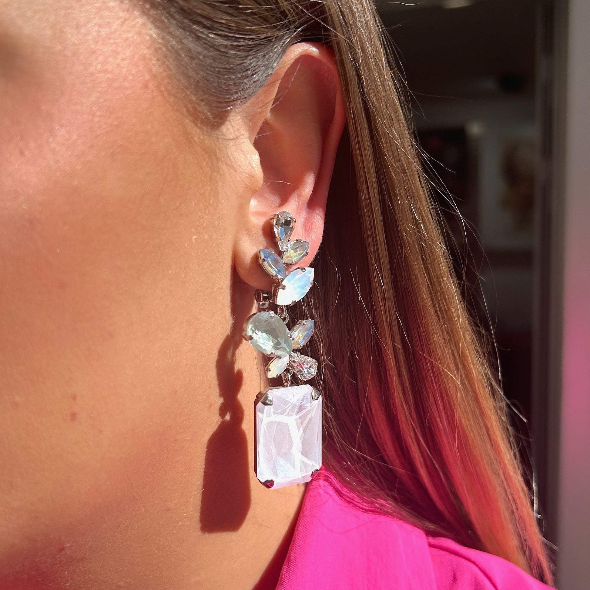 Boucles d’oreilles Zephina Silver Crézus cristaux argentés
