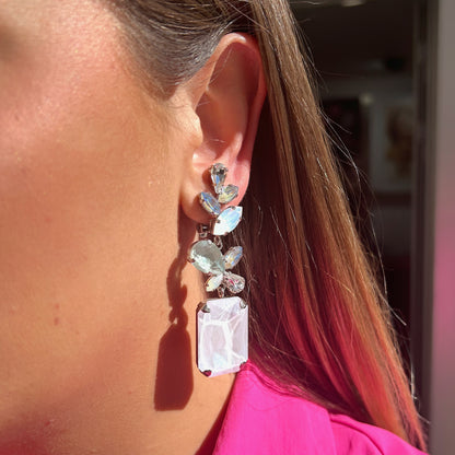 Boucles d’oreilles Zephina Silver Crézus cristaux argentés