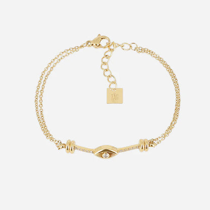 Bracelet Altiani ZAG en acier inoxydable doré avec motif œil protecteur et zircon central