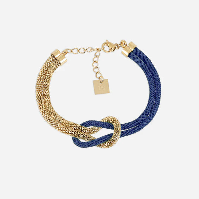Bracelet Apietto ZAG acier inoxydable doré avec nœud bicolore coloré femme