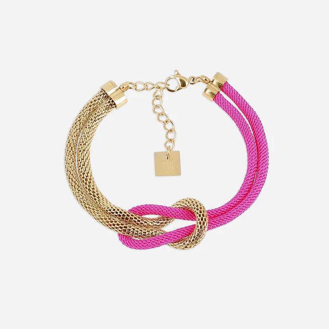 Bracelet Apietto ZAG acier inoxydable doré avec nœud bicolore coloré femme