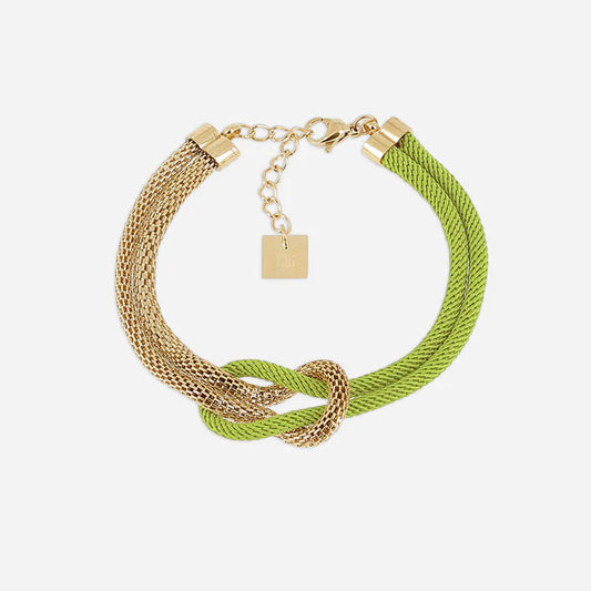 Bracelet Apietto ZAG acier inoxydable doré avec nœud bicolore coloré femme