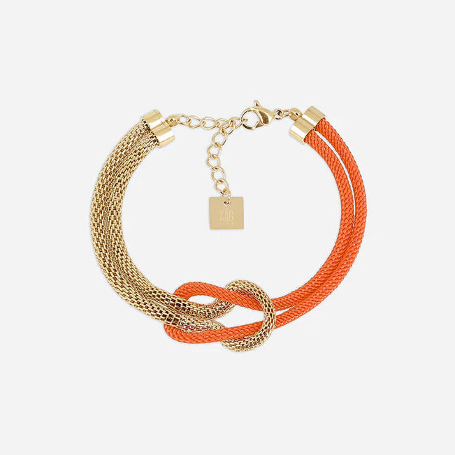 Bracelet Apietto ZAG acier inoxydable doré avec nœud bicolore coloré femme