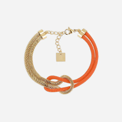 Bracelet Apietto ZAG acier inoxydable doré avec nœud bicolore coloré femme