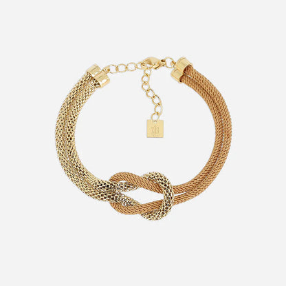 Bracelet Apietto ZAG acier inoxydable doré avec nœud bicolore coloré femme