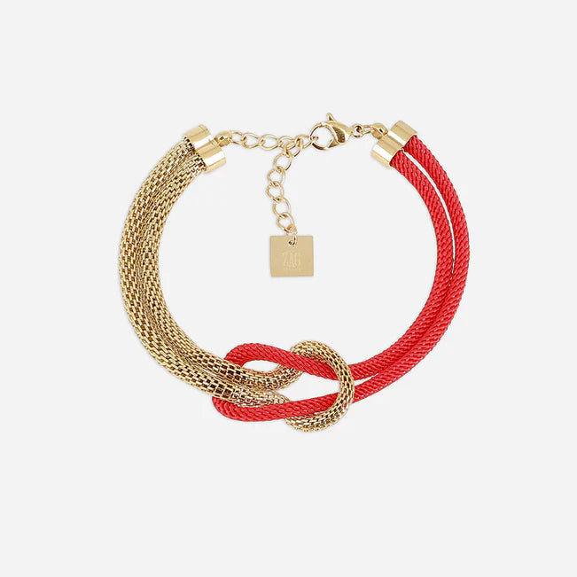 Bracelet Apietto ZAG acier inoxydable doré avec nœud bicolore coloré femme