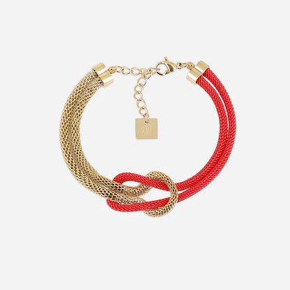Bracelet Apietto ZAG acier inoxydable doré avec nœud bicolore coloré femme