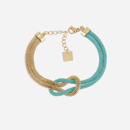 Bracelet Apietto ZAG acier inoxydable doré avec nœud bicolore coloré femme
