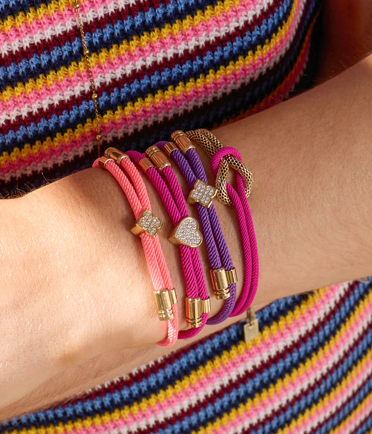 Bracelet Apietto ZAG acier inoxydable doré avec nœud bicolore coloré femme