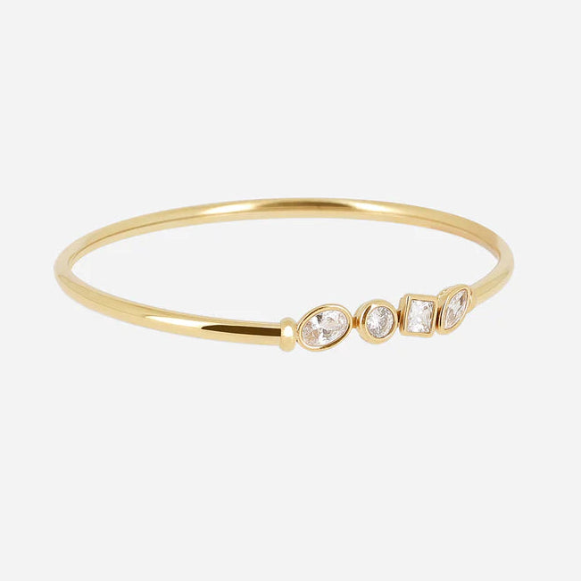 Bracelet Aragona Zag jonc doré avec pierres facettées