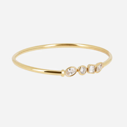 Bracelet Aragona Zag jonc doré avec pierres facettées