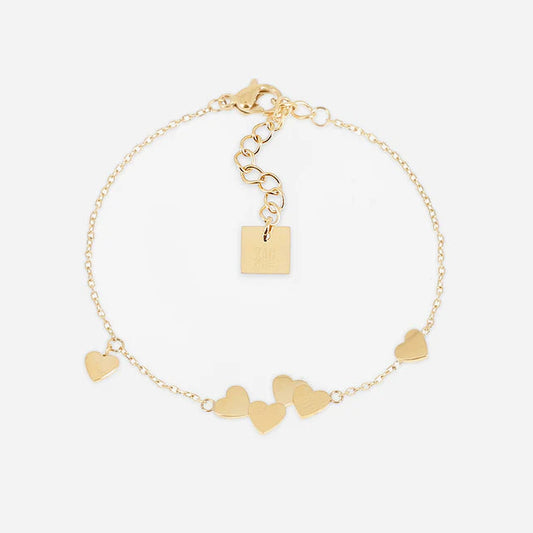 Bracelet Arisa ZAG en acier inoxydable doré avec petits cœurs