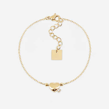 Bracelet Azur ZAG en acier inoxydable doré avec cœur bombé et cristal scintillant