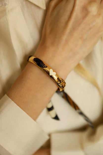 Bracelet coeur blanc doré élégant accessoire femme