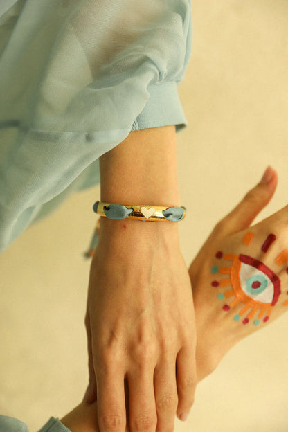 Bracelet coeur blanc doré élégant accessoire femme