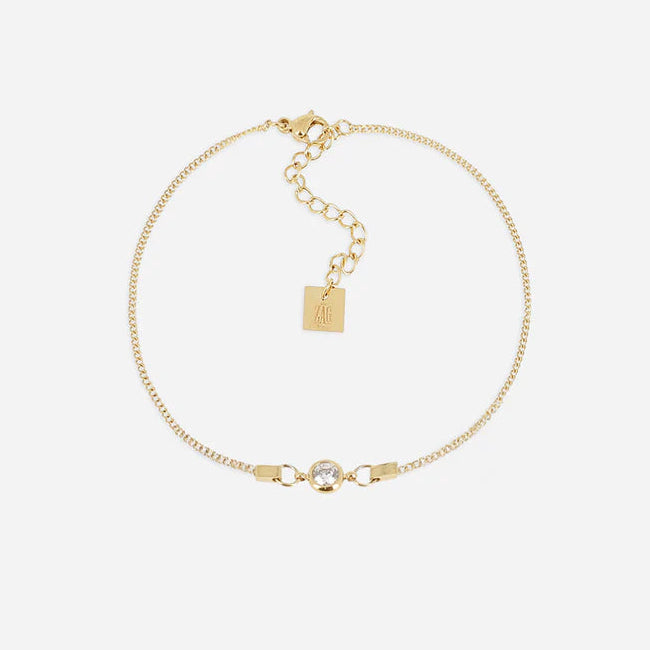 Bracelet Bancali ZAG en acier inoxydable doré avec zircon rond serti