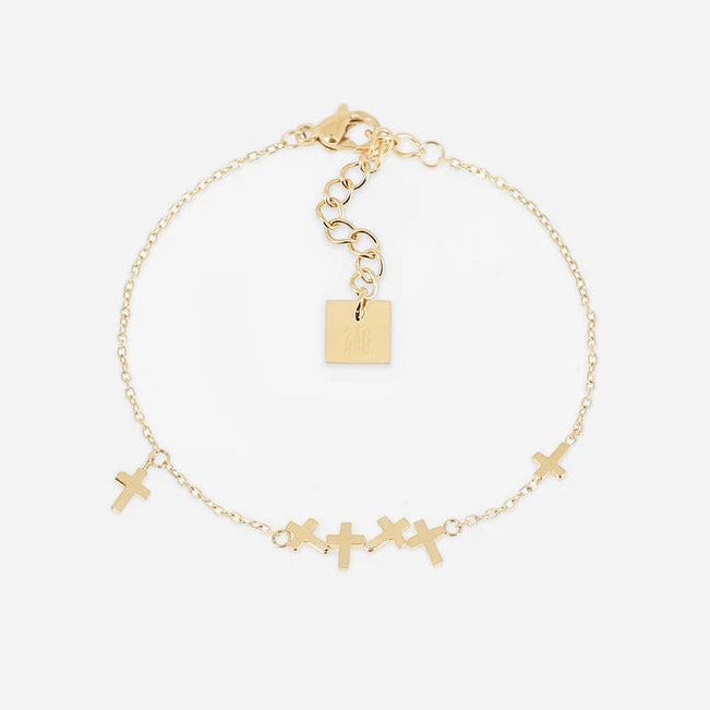 Bracelet Beata ZAG en acier inoxydable doré avec petites croix
