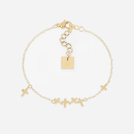 Bracelet Beata ZAG en acier inoxydable doré avec petites croix