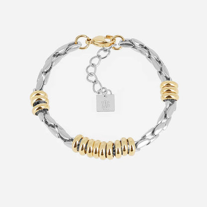 Bracelet Blake ZAG acier inoxydable bicolore doré argent anneaux femme Divinity Sète