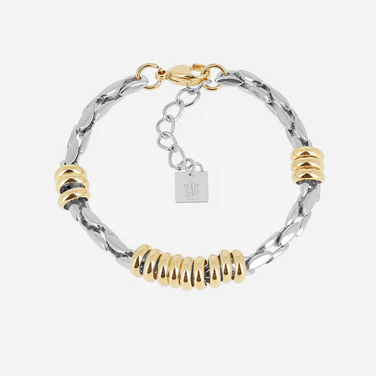 Bracelet Blake ZAG acier inoxydable bicolore doré argent anneaux femme Divinity Sète
