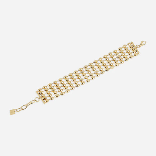 Bracelet Caddy ZAG en acier inoxydable doré à plusieurs rangs de mailles ovales