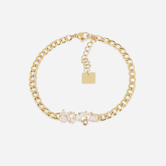 Bracelet Cosia ZAG acier inoxydable doré pierres blanches zirconium femme Divinity Sète