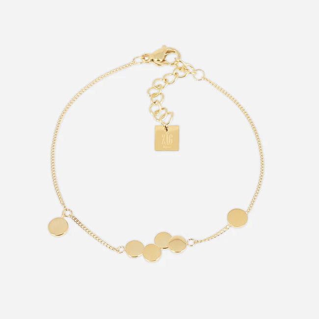 Bracelet Cosima ZAG en acier inoxydable doré avec petites pastilles rondes