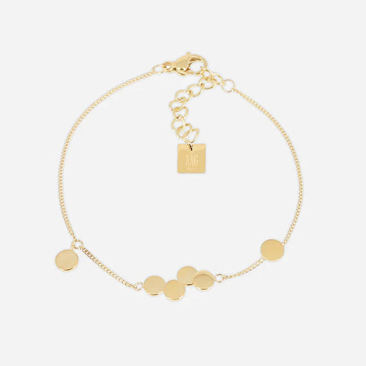 Bracelet Cosima ZAG en acier inoxydable doré avec petites pastilles rondes