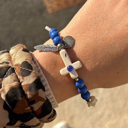 BRACELET - CROIX LAPIS LAZULI