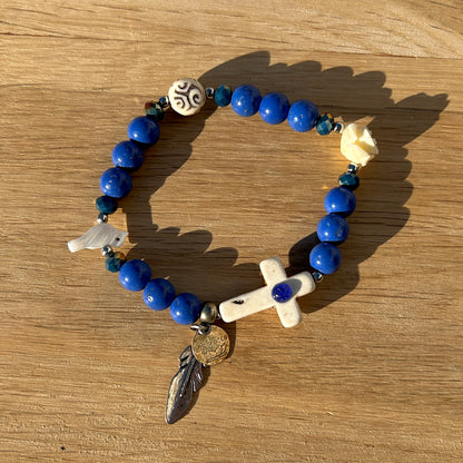 BRACELET - CROIX LAPIS LAZULI